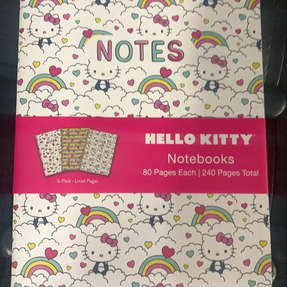 Sanrio Hello Kitty Set Of 3 Lined Pages Notebooks 80 Pages Each New In Package - Picture 10 of 14